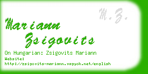 mariann zsigovits business card